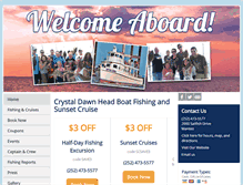 Tablet Screenshot of crystaldawnheadboat.com